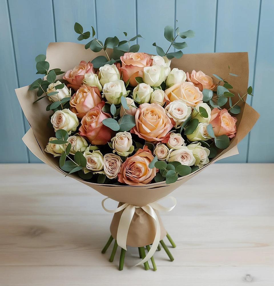 Букет цветов из: Альстромерии и Розы в Менделеево