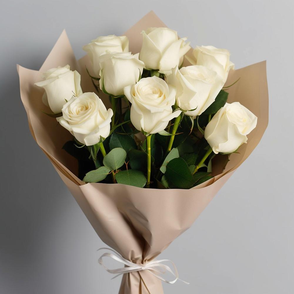 Букет 9 Белых роз Эдлесс Лав в Менделеево