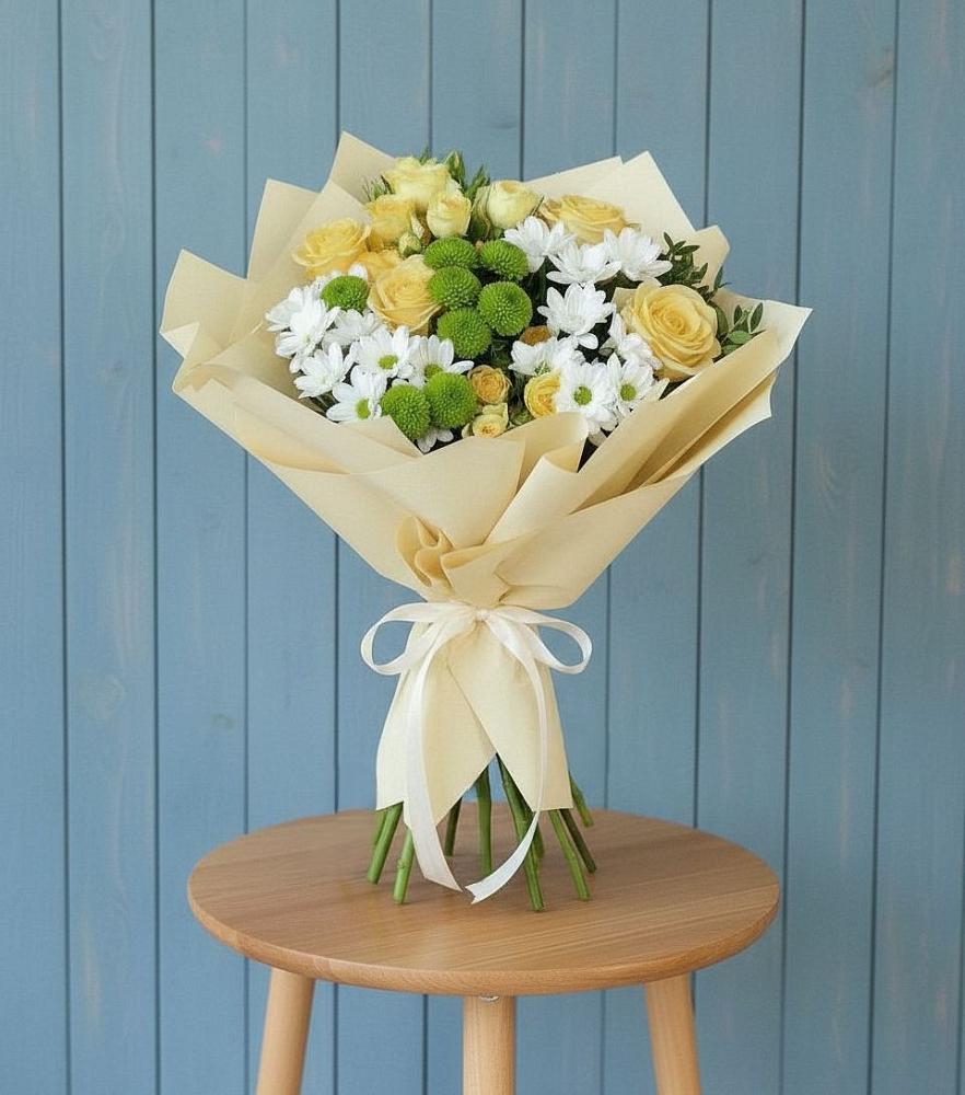 Букет цветов из: Хризантемы и Розы в Менделеево