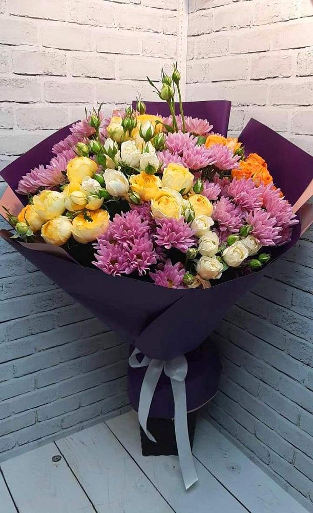 Букет цветов из: Хризантемы и Розы в Менделеево