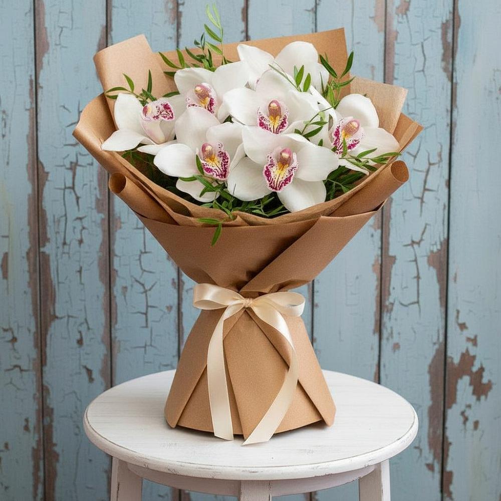 Букет цветов из: Орхидеи и Розы в Менделеево