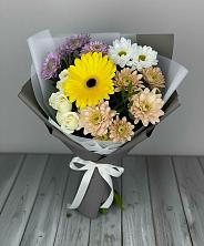 Букет цветов из:  Розы, Герберы и Хризантемы в Менделеево