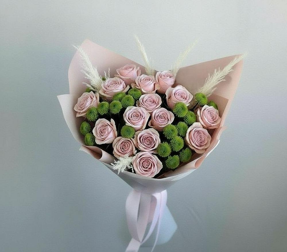 Букет цветов из: Розы и Хризантемы в Менделеево