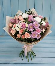 Букет цветов из:  Хризантемы, Розы и Альстромерии в Менделеево