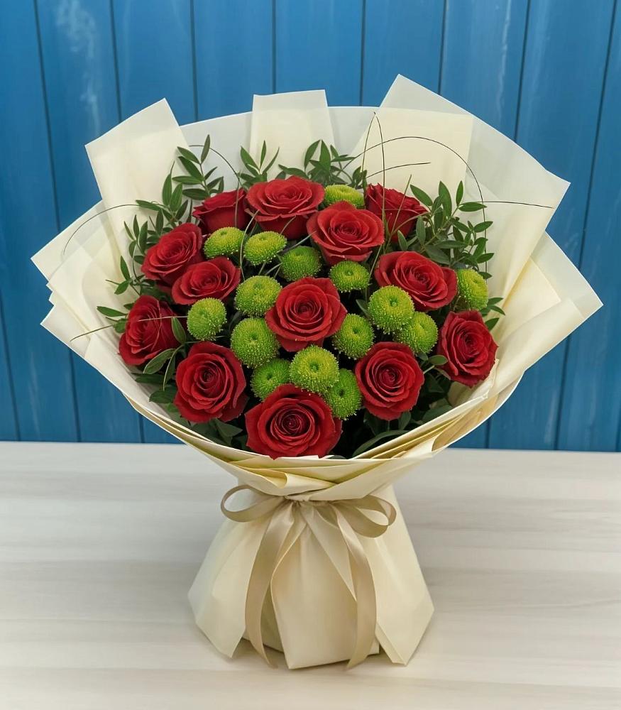 Букет цветов из: Розы и Хризантемы в Менделеево