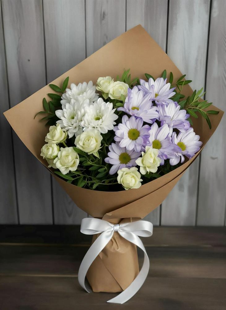 Букет цветов из: Хризантемы и Розы в Менделеево